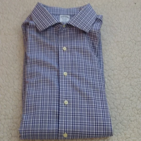 Brooks Brothers Regent Fit Blue/White Glen Check Plaid Shirt 18 - 35 - Picture 9 of 9
